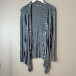 Sunny Blue Gray Studded Open Front Cardigan size L